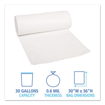 Boardwalk® Low-density Waste Can Liners, 30 Gal, 0.6 Mil, 30" X 36", White, 200-carton freeshipping - TVN Wholesale